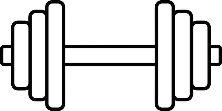 Simple outline dumbbell icon, weight lifting equipment for fitness and exercise