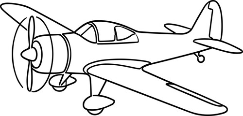 Line Art Propeller Plane Illustration © Brian