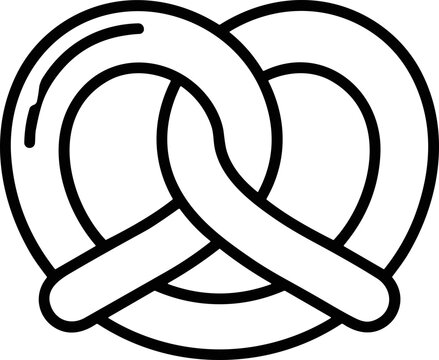 Simple line art pretzel icon, bakery, snack, food illustration, baked goods, graphic design element