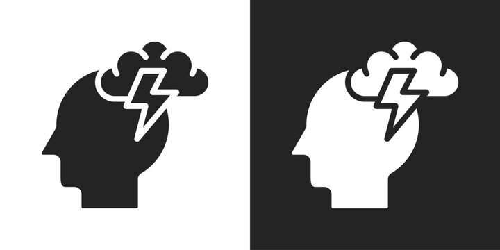 Brainstorming Icon In Black And White Glyph Style