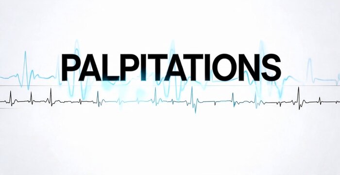 Heart rate monitor showing palpitations.