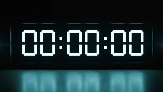 Digital timer display with glowing blue numbers on a dark background