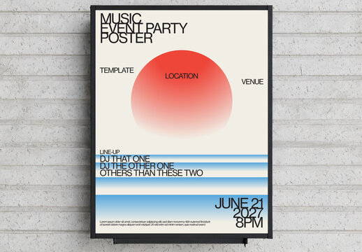 Music Event Summer Party Poster Template with Japanese Gradient Ocean Sunset