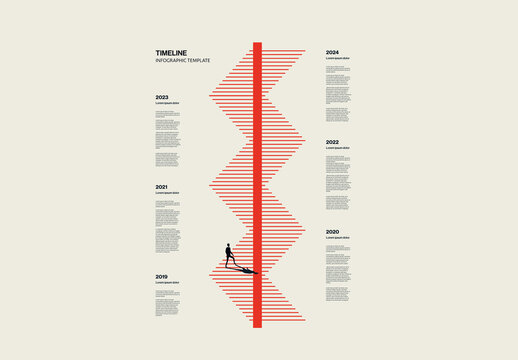 Vertical Company History Timeline Infographic Template with ZigZag Stairs