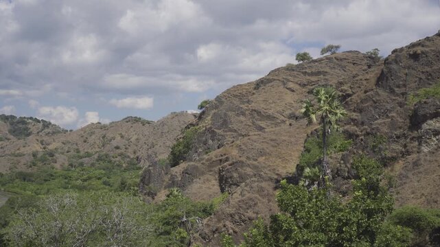 A view of rock mountain in Indonesia ungraded flat color hlg3 bt2020 4k 24fps