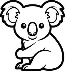 Cute cartoon koala bear illustration, simple outline drawing, friendly animal character © keenan