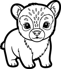 Cute cartoon baby bear cub drawing, outline illustration, friendly animal character, sketch style © keenan