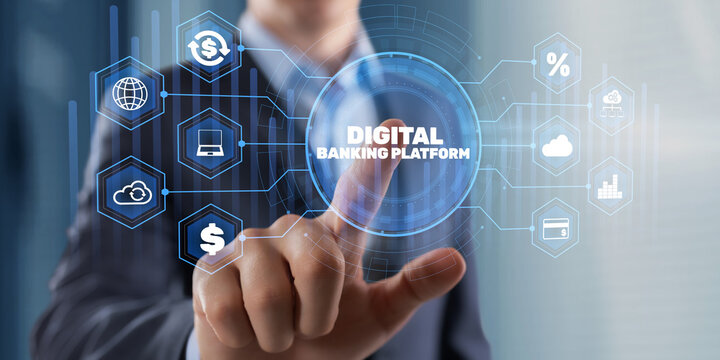Financial Data Layer Digital Finance Platform with Connected Data Systems Interface Businessman Touching Virtual Dashboard Screen Data Technology Concept