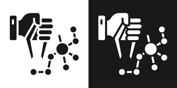 Nanotechnology Icon In Black And White Glyph Style