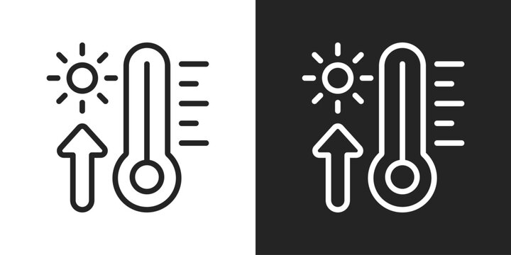 Temperature Icon In Black And White Line Style