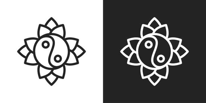 Feng Shui Icon In Black And White Line Style