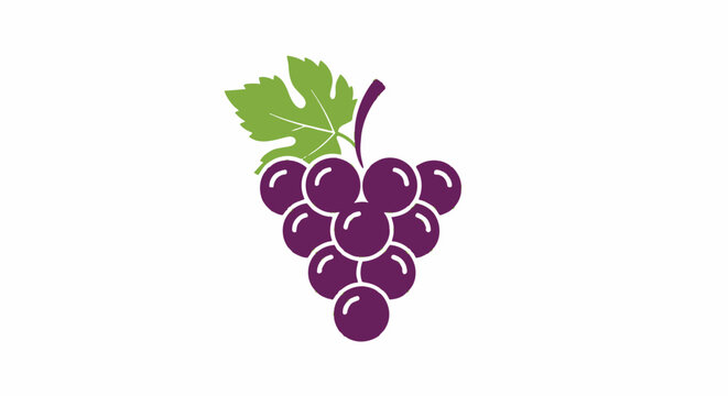 Purple Grapes with Green Leafy Stem.