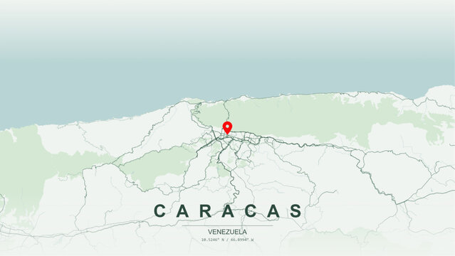 Modern minimalist vector map of Caracas, Venezuela. High-quality scalable illustration of Caracas city grid, Francisco Fajardo Highway axis for posters and design.