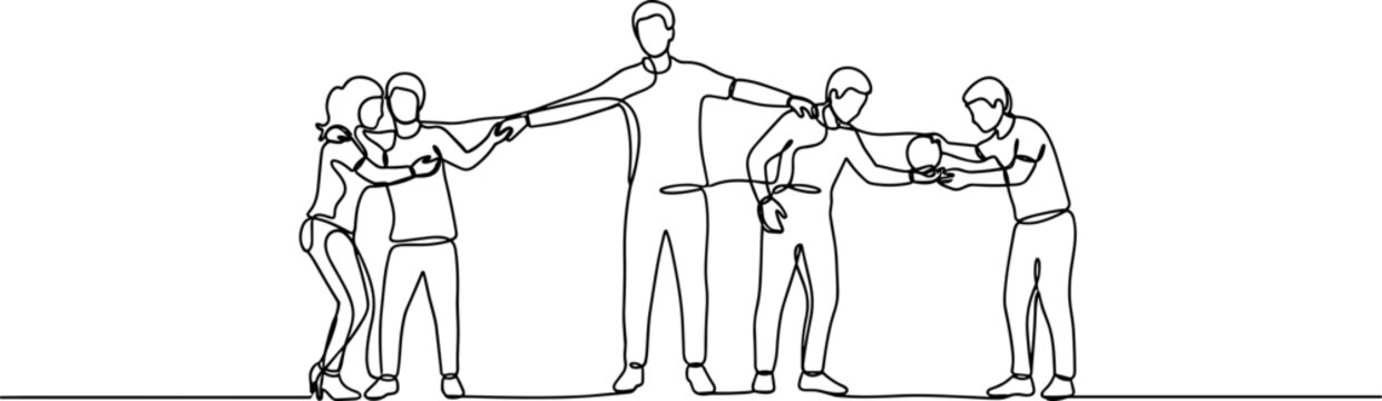 Diverse group of people holding hands in a circle, unity and teamwork concept