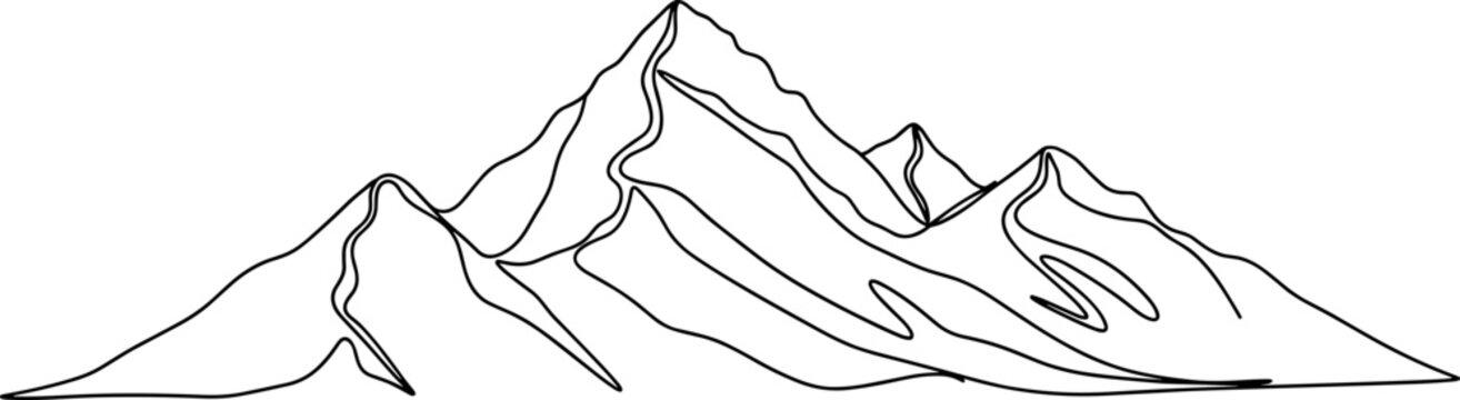 Minimalist mountain range outline drawing, abstract peaks and valleys, simple line art
