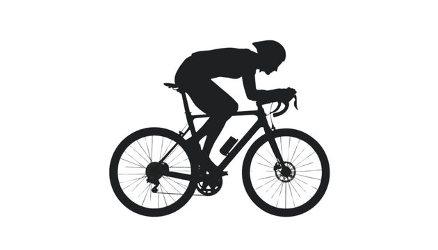 Athlete in a racing posture leans forward on a professional road bicycle during an intense sprint race.