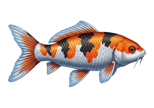 Colorful koi fish illustration isolated on transparent background