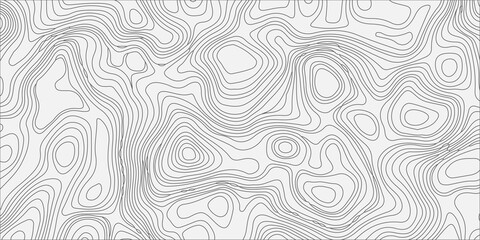 Abstract topographic map background with black contour lines on white texture for geographic cartography pattern design. A high-quality minimalist vector background, flowing topographic map lines © Creative Lis