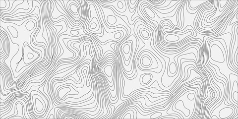 Fototapeta premium Abstract topographic map background with black contour lines on white texture for geographic cartography pattern design. A high-quality minimalist vector background, flowing topographic map lines