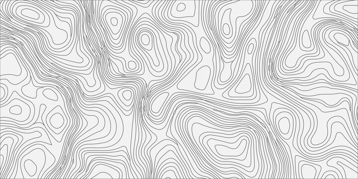 Abstract topographic map background with black contour lines on white texture for geographic cartography pattern design. A high-quality minimalist vector background, flowing topographic map lines