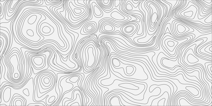 Abstract topographic map background with black contour lines on white texture for geographic cartography pattern design. A high-quality minimalist vector background, flowing topographic map lines
