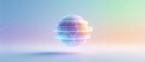 Abstract digital globe with glowing circuit patterns and data streams