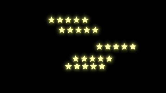 Green screen five star rating animation loop with glowing gold stars for customer product review business testimonial video editing chroma key overlay 4k motion design vfx