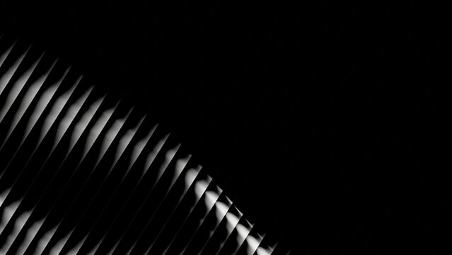 Abstract minimalist background featuring diagonal parallel lines and soft gradient shadows on a deep black surface for modern graphic design projects requiring sophisticated and clean aesthetics
