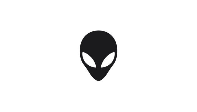 Alien face silhouette is depicted as a minimalist graphic design element for science fiction projects.