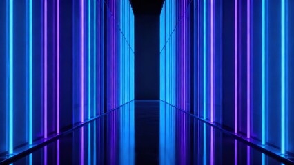 Obraz premium Neon light corridor with blue and purple glow