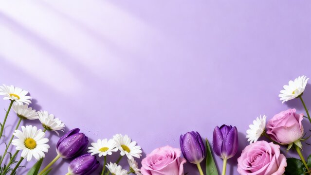 Flowers on purple background