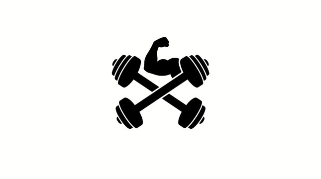 Fitness and exercise dumbbell icon symbol.