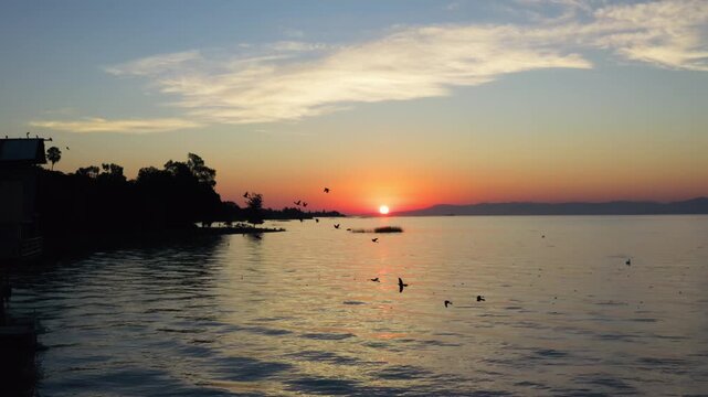 Ajijic Mexico Sunset Golden Hour on Lake Chapala Jalisco Boardwalk Coastal Town View