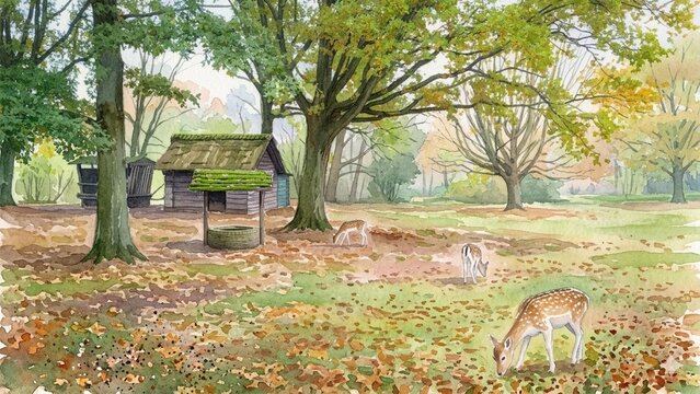 An AI generated image of deer in a zoo