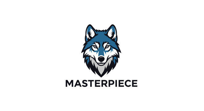 Wolf head logo with text.