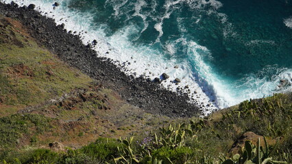 Madeira, Farol da Ponta do Pargo - Ocean shore with cactuses on a steep cliff © SG Photography