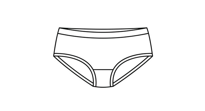 Basic outline icon of women's cotton panties or briefs isolated on white background for clothing and laundry care labels.
