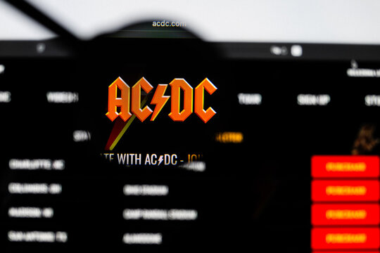 Milan, Italy 2026, 20 Apr Closeup of ACDC website on a laptop screen. ACDC logo under a magnifying glass.