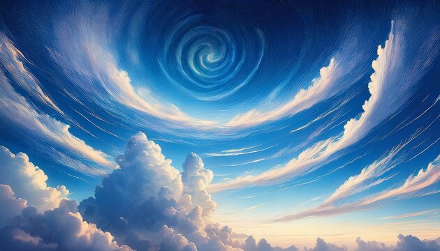 Beautiful Anime Sky Background With Spiral Clouds