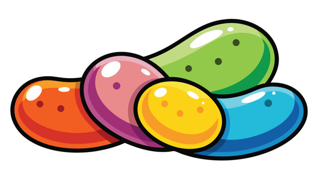 Colorful jelly bean candy cluster isolated on a white background for confectionery and sweet food design projects