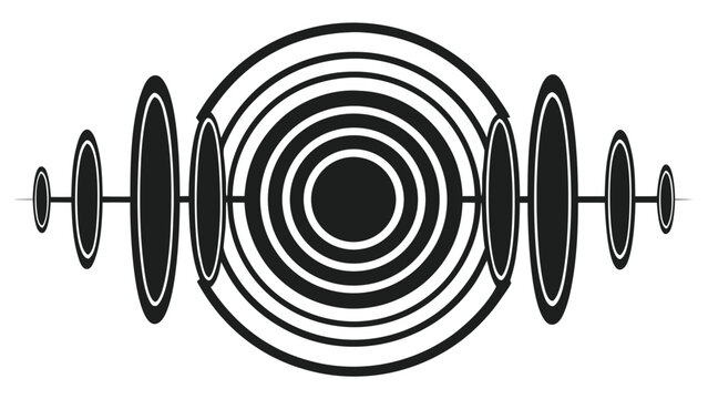 Abstract circular sound wave visualization with concentric rings and rhythmic pulse pattern for audio technology and digital communication concepts