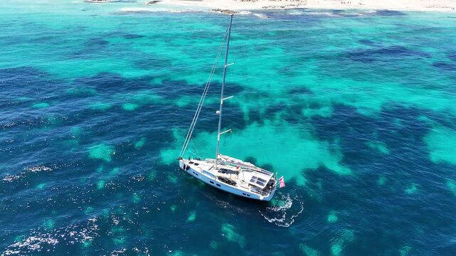 Sailing through the Mediterranean off the coast of Formentera