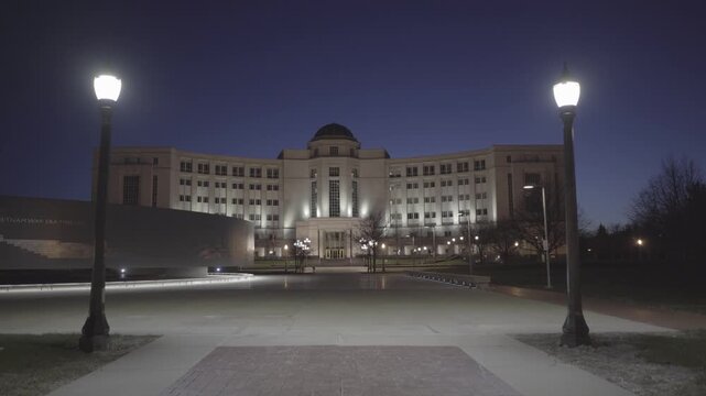 Lansing Michigan Government Building Illuminated at Night Hall of Justice State Capitol Area Urban Exterior