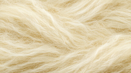 Obraz premium Fluffy mohair yarn fibers with a soft halo of wispy strands in warm cream and blonde tones for a delicate fuzzy textile background