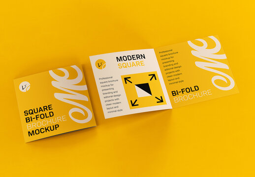 Square Bi Fold Brochure Mockup