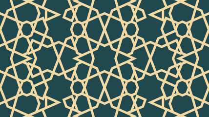 Obraz premium Seamless geometric pattern with gold lines on teal background for design and decoration