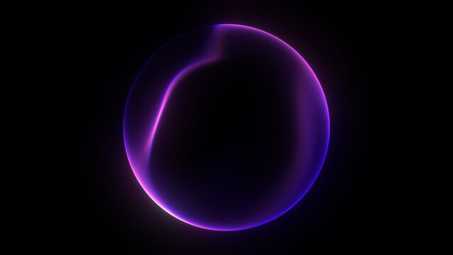 Glowing purple neon energy sphere on dark background with soft plasma light gradients and smooth fluid deformation. Abstract futuristic orb with luminous edges and subtle wave illustration. glowing 