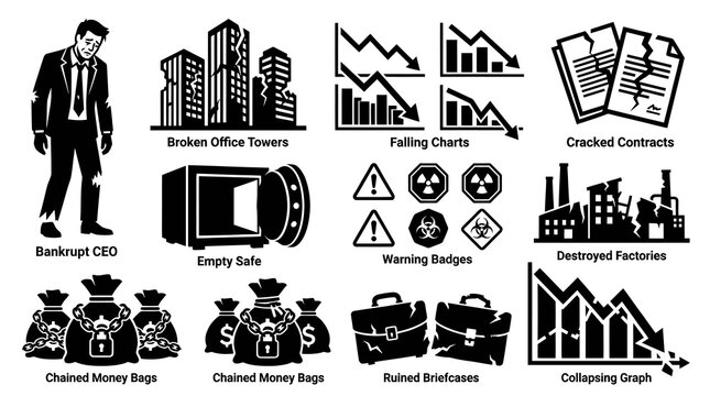 Business Ruin Corporate Bankruptcy and Stock Market Crash Elements