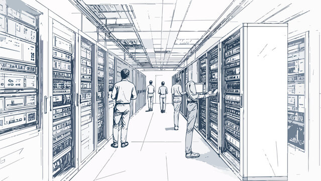 It engineers working server room data center