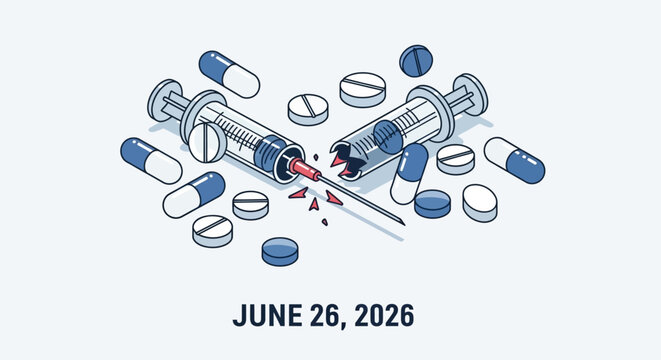 Overdose Syringe and Pills Isometric Vector Illustration